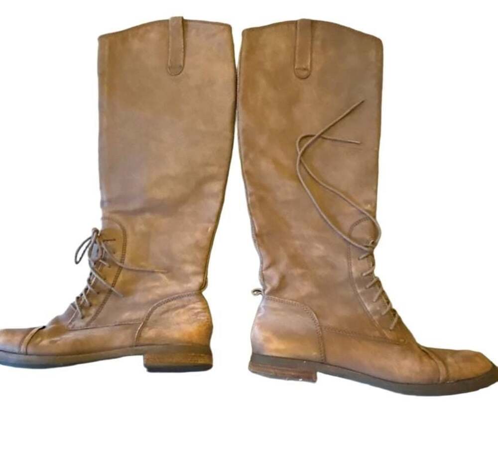 Lucky Brand Brown Leather Lace-Up Tall Riding Boots